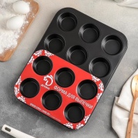 Форма для выпечки Капкейков на 12 ячеек, Жаклин - купить в магазине КондитерХауз Форма для выпечки Капкейков на 12 ячеек, Жаклин