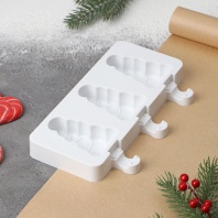 Силиконовая форма для мороженого Ёлочка, 3 ячейки