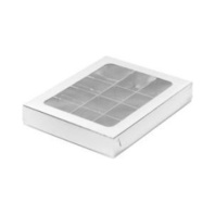 Коробка для конфет с вклеенным окном, 12 ячеек Серебро