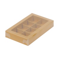 Коробка для конфет с пластиковой крышкой 8 ячеек Крафт - купить в магазине КондитерХауз Коробка для конфет с пластиковой крышкой 8 ячеек Крафт