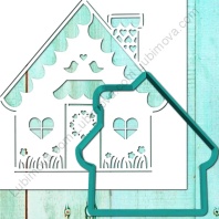 Форма для пряников с трафаретом Новогодний домик 1