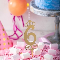 Топпер свеча Цифра 6 - купить в магазине КондитерХауз Топпер свеча Цифра 6
