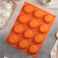Силиконовая форма для выпечки корзиночек и миникапкейков, 12шт