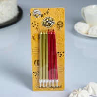 Свечи для торта Радость, бордовые с золотом, 6 шт - купить в магазине КондитерХауз Свечи для торта Радость, бордовые с золотом, 6 шт