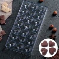 Форма для шоколада Сердца, 21 ячейка - купить в магазине КондитерХауз Форма для шоколада Сердца, 21 ячейка