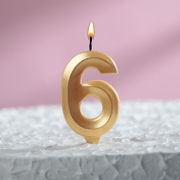 Свечи для торта Грань Цифра 6, золотой металлик, 1шт