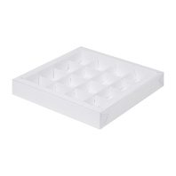 Коробка для конфет с вклеенным окном, 16 ячеек Белая - купить в магазине КондитерХауз Коробка для конфет с вклеенным окном, 16 ячеек Белая